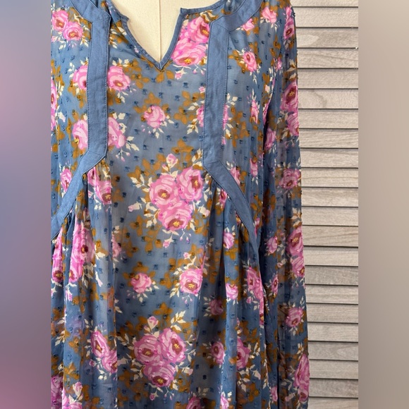 Matilda Jane Pink and Blue Sheer Floral Dress. The Nines. Size L. Great Cond - Picture 14 of 15